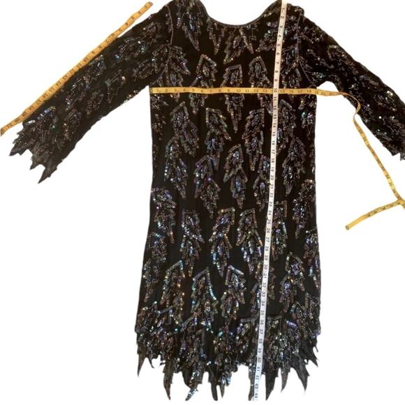 Vintage Cocktail Dress Medium Silk Beaded 80s 20s Semi Formal Party RARE MCM - Picture 17 of 17